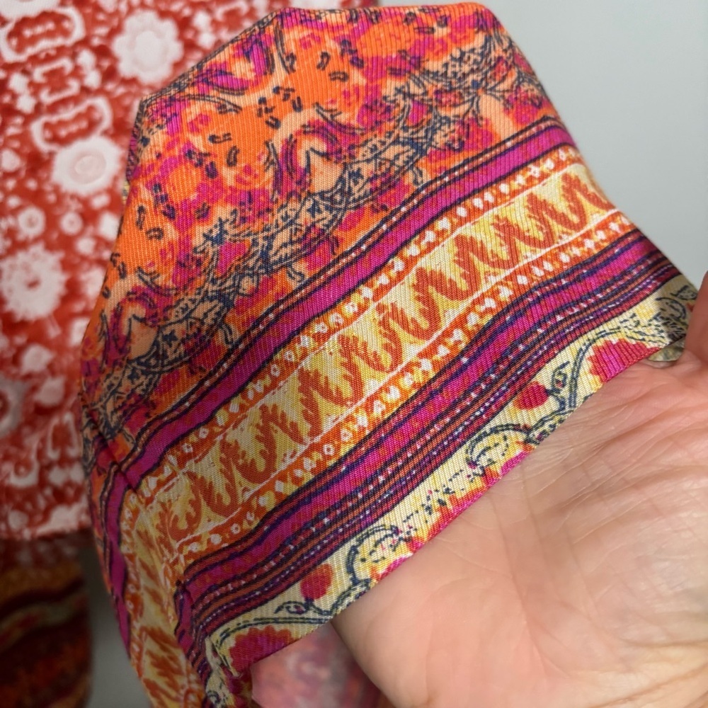 NEW Anthropologie Vale Orange/Pink Patterned Wide Leg Boho Palazzo Pants - Picture 11 of 14